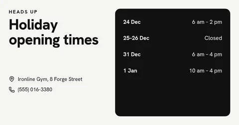 Holiday closure notice – Facebook post template