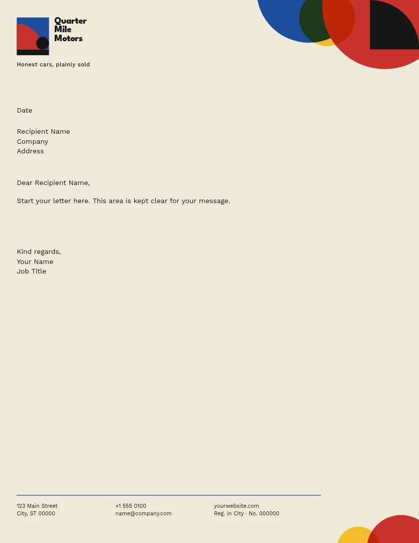 Corner Circles Dealer Letterhead – Letterhead template