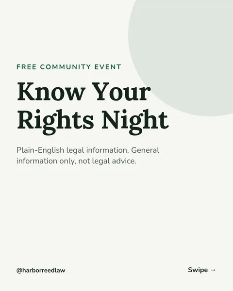 Know Your Rights Night – Instagram carousel template, 6 pages