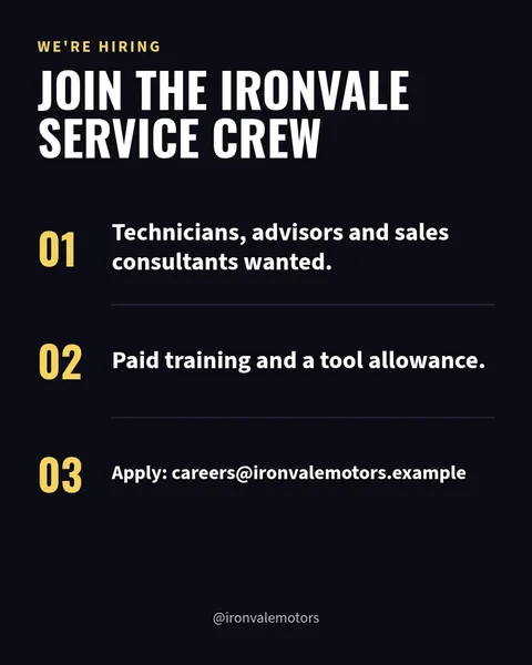 Garage Crew Now Hiring – Instagram post template