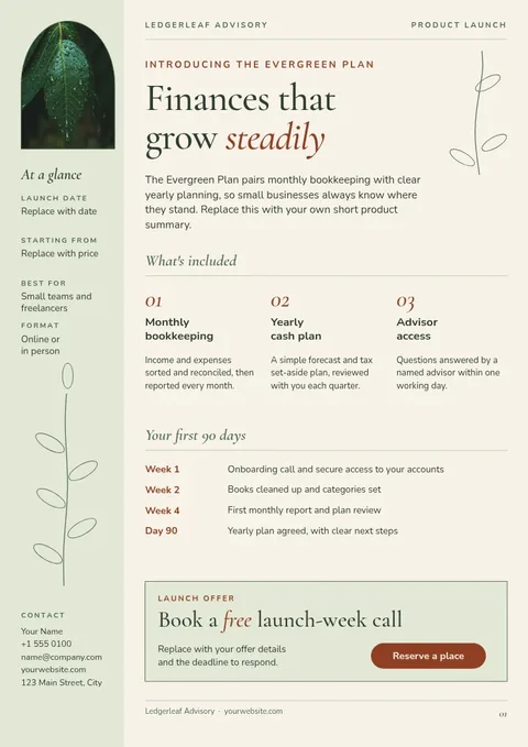 Sage Ledger Launch Sheet – Document template