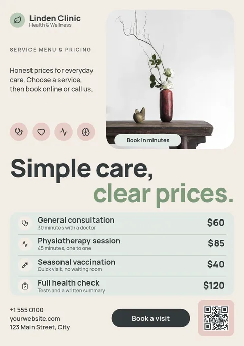 Linden Soft Service Menu – Flyer template