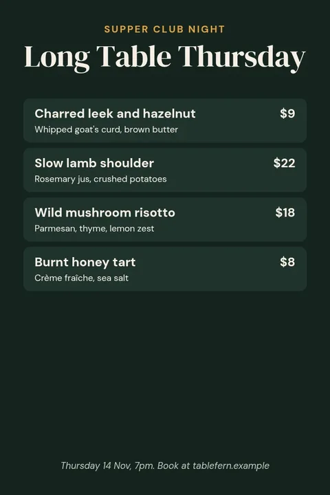 Supper Club Pin Menu – Pinterest pin template