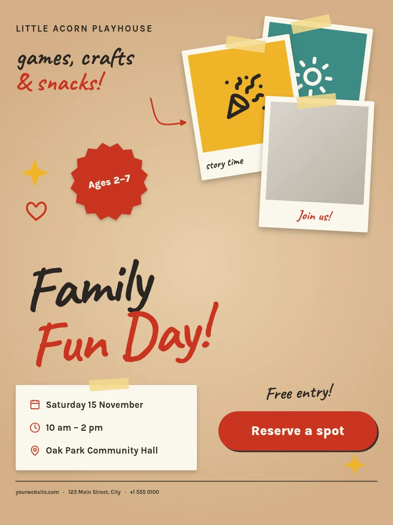 Polaroid Stack Fun Day Poster – Poster template