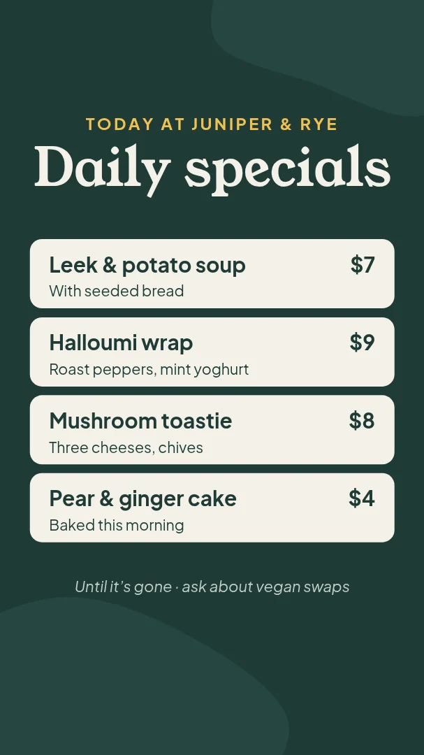 Daily specials board – Instagram story template