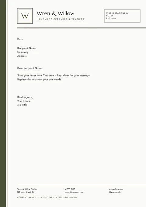 Olive Passe-Partout Letterhead – Letterhead template