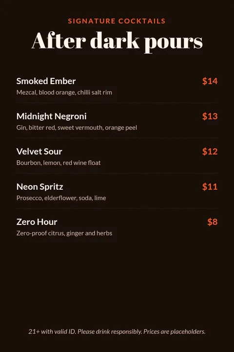 Cocktail Menu With Prices – Pinterest pin template