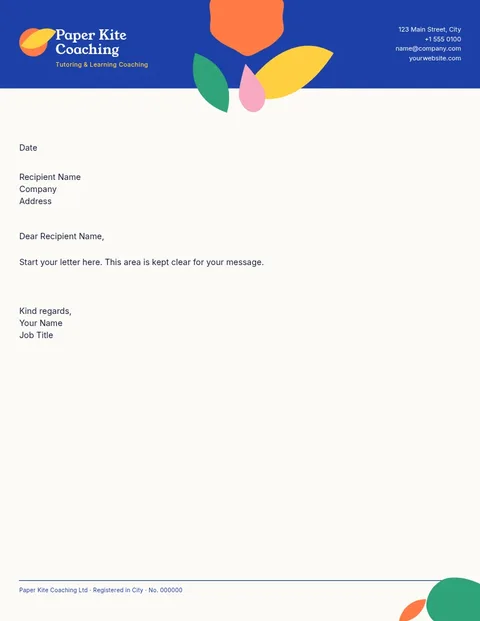 Paper Kite Coaching Letterhead – Letterhead template
