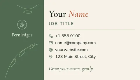 Fern Rail Line Card – Business card template, 2 pages