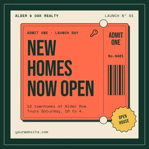 Alder Row Admit Ticket – Instagram post template