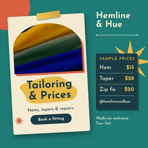 Tilted Kidney Tailor Tariff – Instagram post template