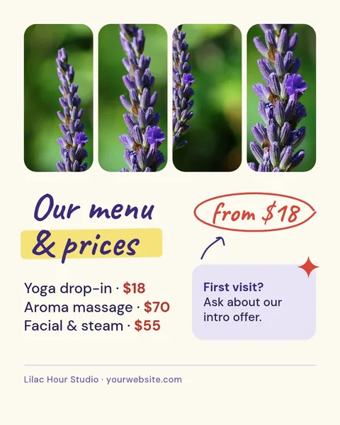 Lavender Strips Marker Menu – Instagram post template