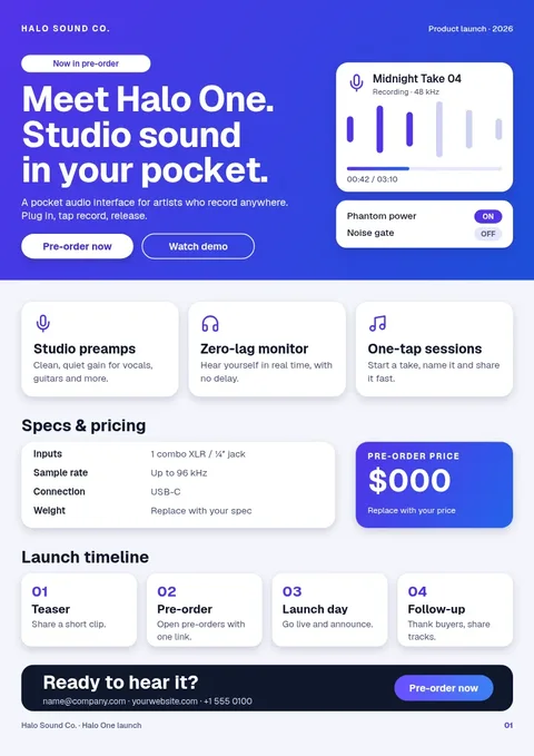 Halo One Launch Sheet – Document template