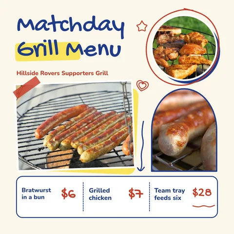 Marker Notes Matchday Grill – Instagram post template