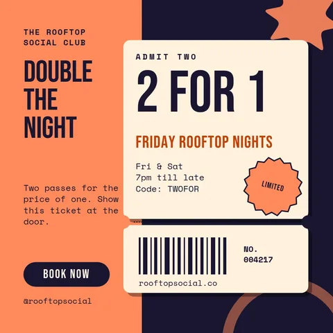 Two For One Rooftop Pass – Instagram post template