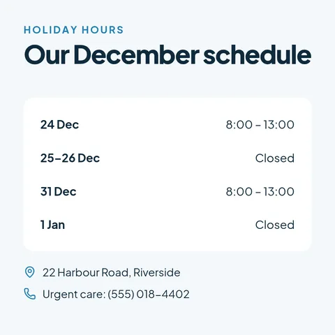 Clinic holiday hours – Instagram post template