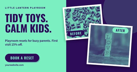 Playroom Reset Stacked Prints – Facebook post template