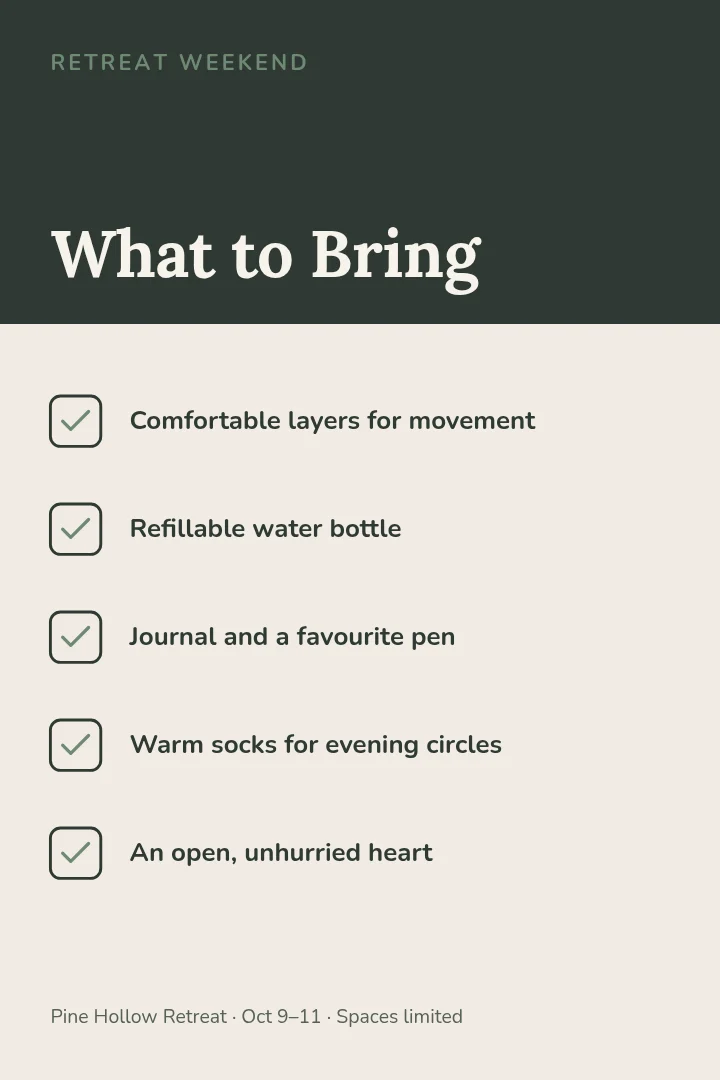 Retreat Weekend Pin Checklist – Pinterest pin template
