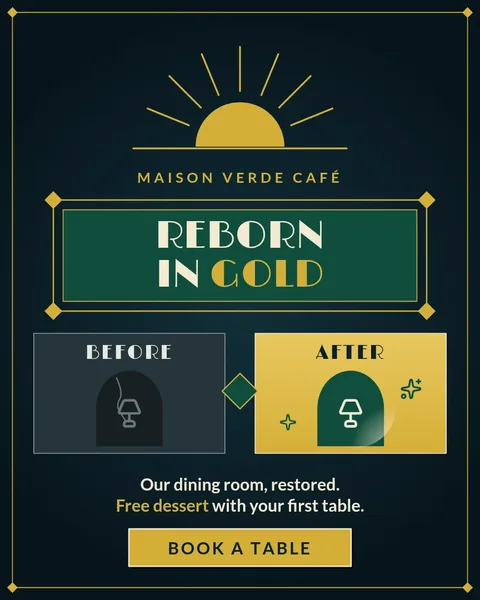 Gilded Fan Restoration Split – Instagram post template