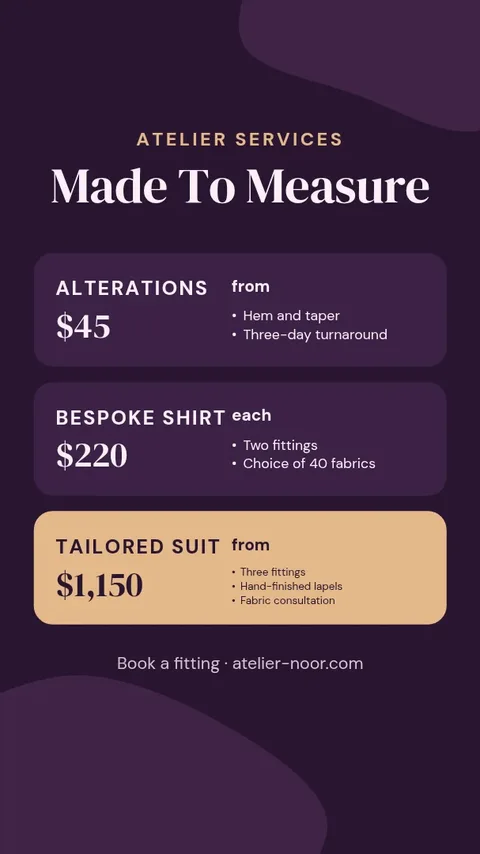Aubergine Atelier Price Schedule – Instagram story template