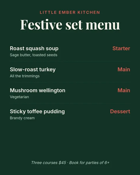 Festive menu – Instagram post template