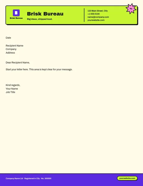 Loud Card Header Letterhead – Letterhead template