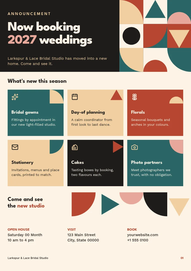 Quilted Tile Wedding Announcement – Document template