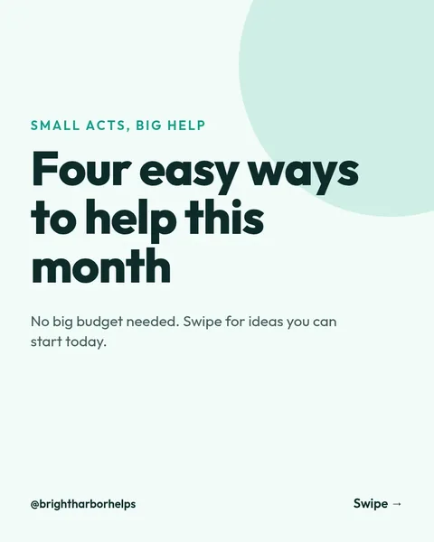 Mint Small Acts Giving Guide – Instagram carousel template, 6 pages