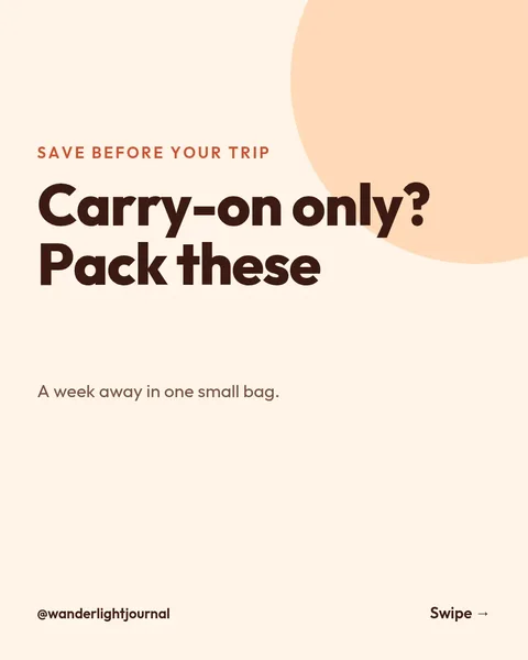 Packing list carousel – Instagram carousel template, 5 pages