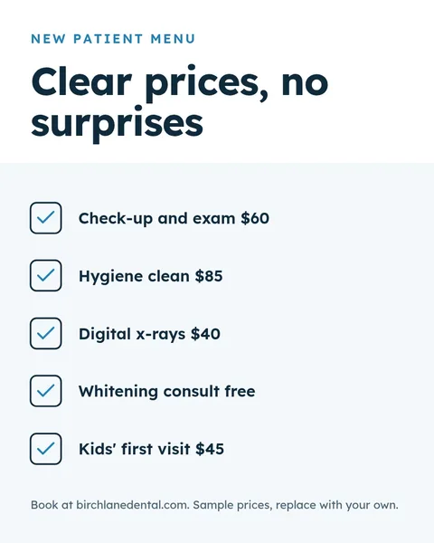 New Patient Price Menu – Instagram post template