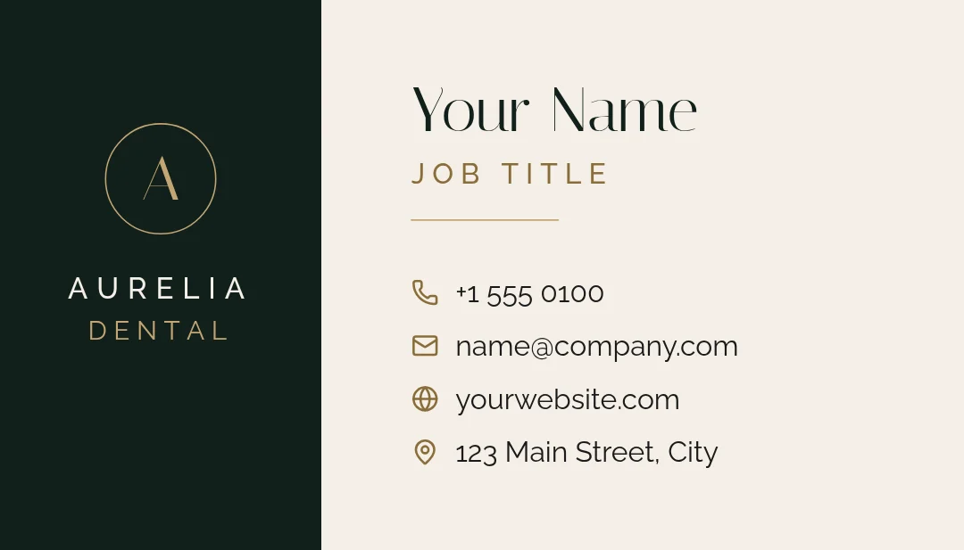 Ivory Rail Dental Card – Business card template, page 1