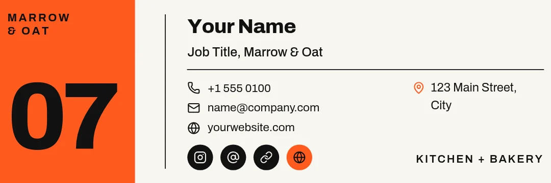 Orange Numeral Grid Signature – Email signature template