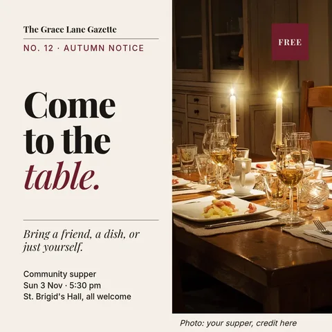 Candlelit Supper Gazette – Instagram post template
