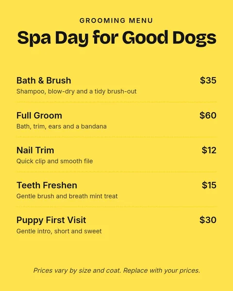 Groom Menu Price Post – Instagram post template