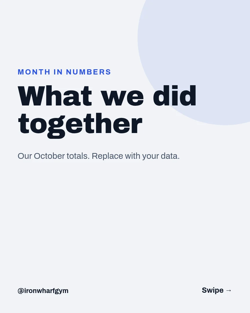 Our Month In Numbers – Instagram carousel template, page 1