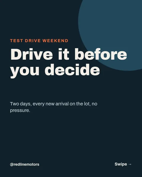 Test Drive Weekend Deck – Instagram carousel template, 5 pages