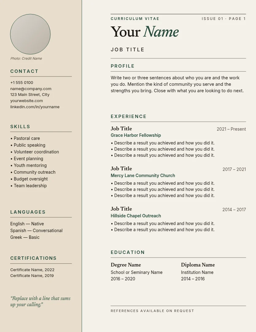 Forest Masthead Ministry Résumé – Résumé template
