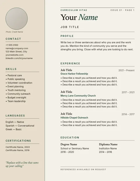 Forest Masthead Ministry Résumé – Résumé template