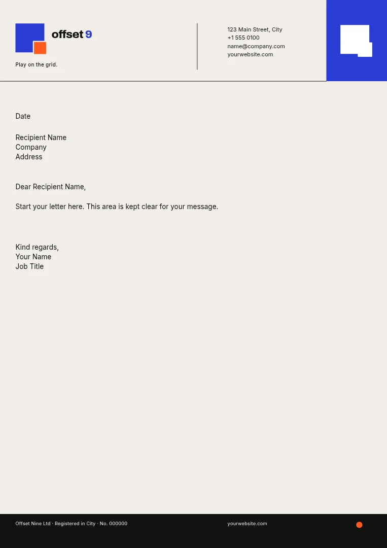 Cobalt Grid Esports Letterhead – Letterhead template