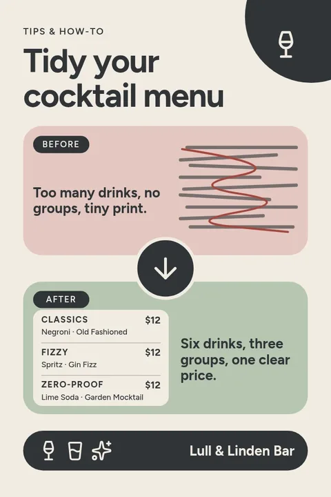 Tidy Menu Before After – Pinterest pin template