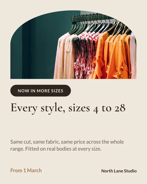 Size inclusive range – Instagram post template