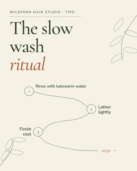 Fern Vine Rinse Path – Instagram carousel template, 3 pages