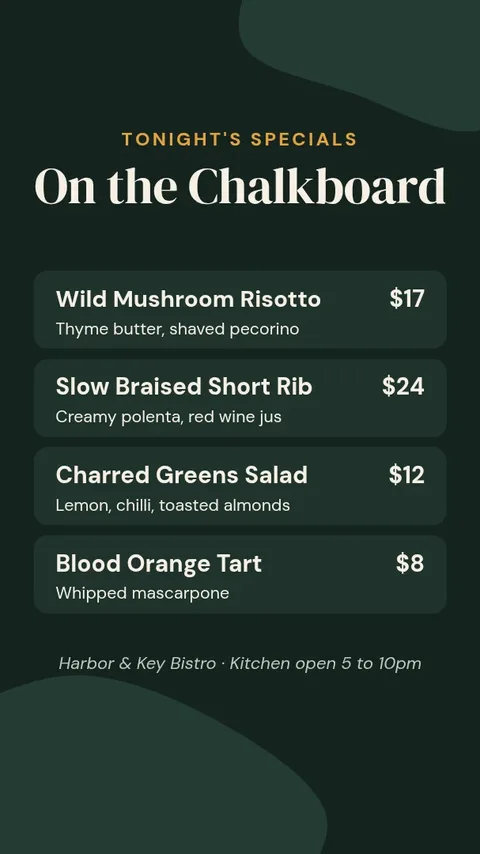Tonight's Chalkboard Menu – Instagram story template
