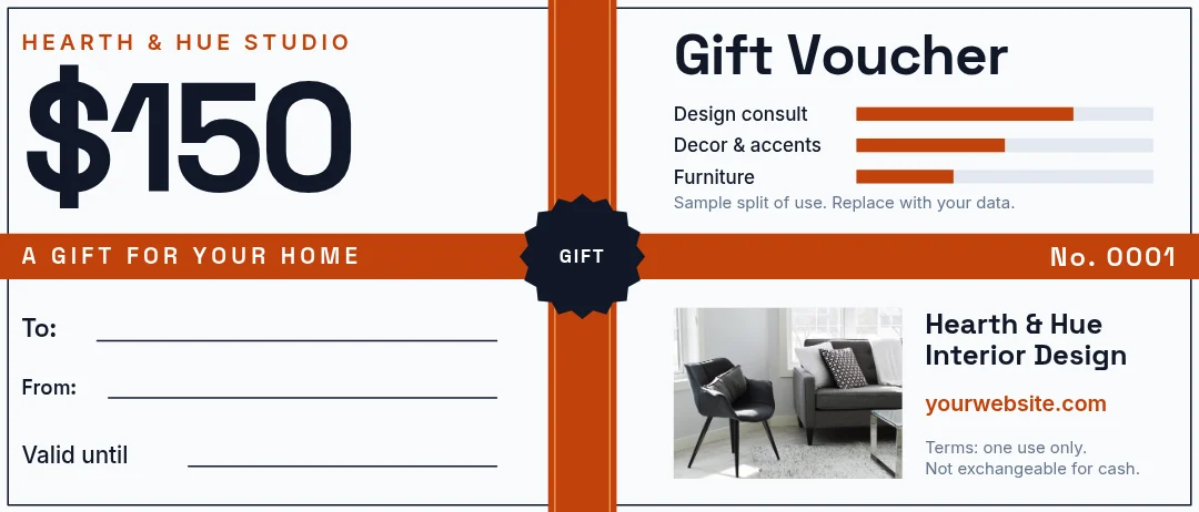 Terracotta Ribbon Wrap Voucher – Gift voucher template