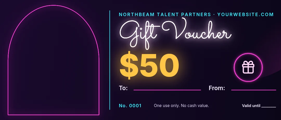 Neon Arch Talent Voucher – Gift voucher template