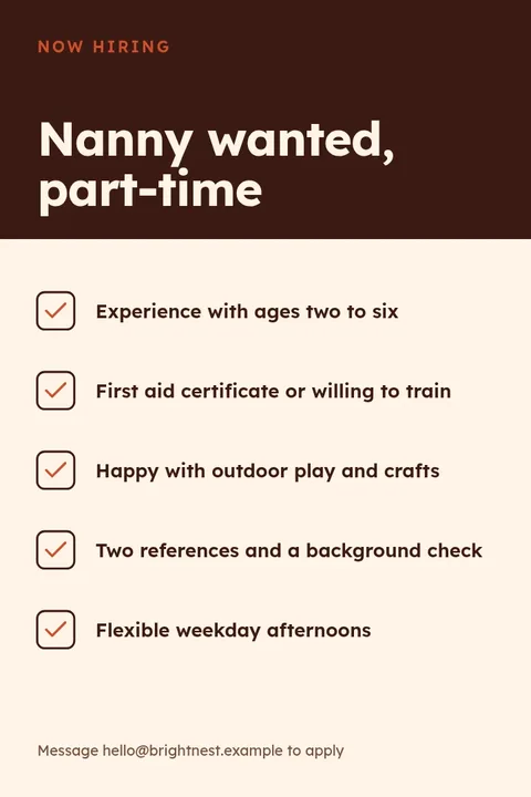 Nanny Wanted Pin Checklist – Pinterest pin template