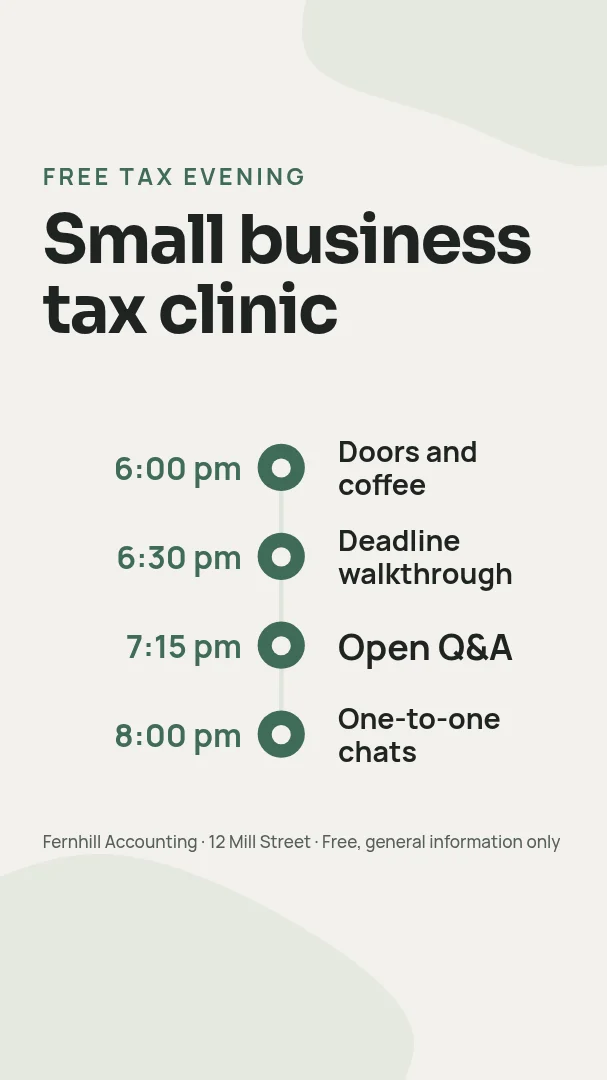 Tax Clinic Evening Timeline – Instagram story template