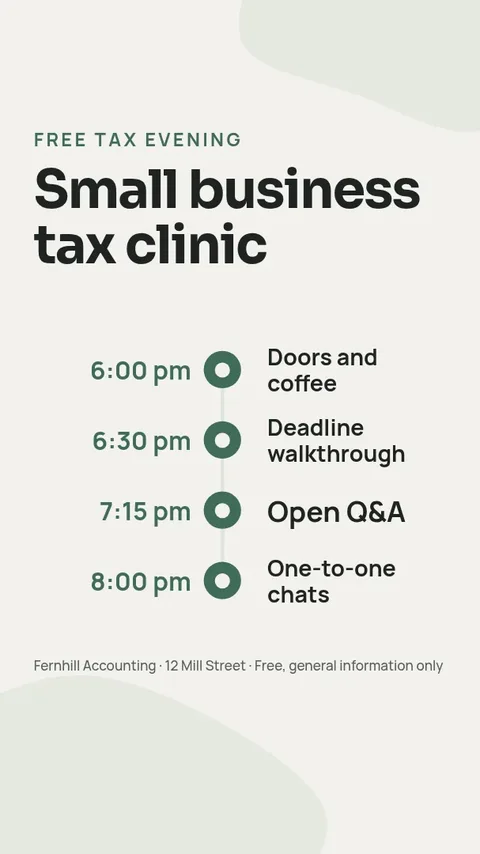 Tax Clinic Evening Timeline – Instagram story template
