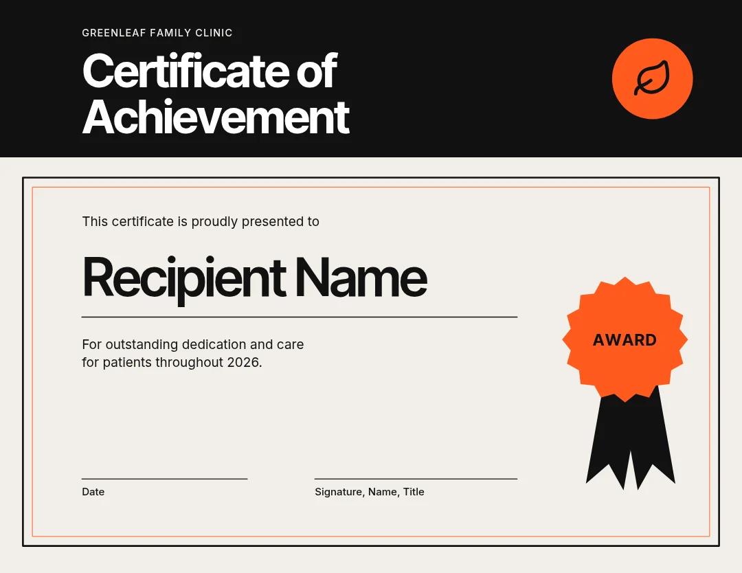 Signal Band Clinic Certificate – Certificate template