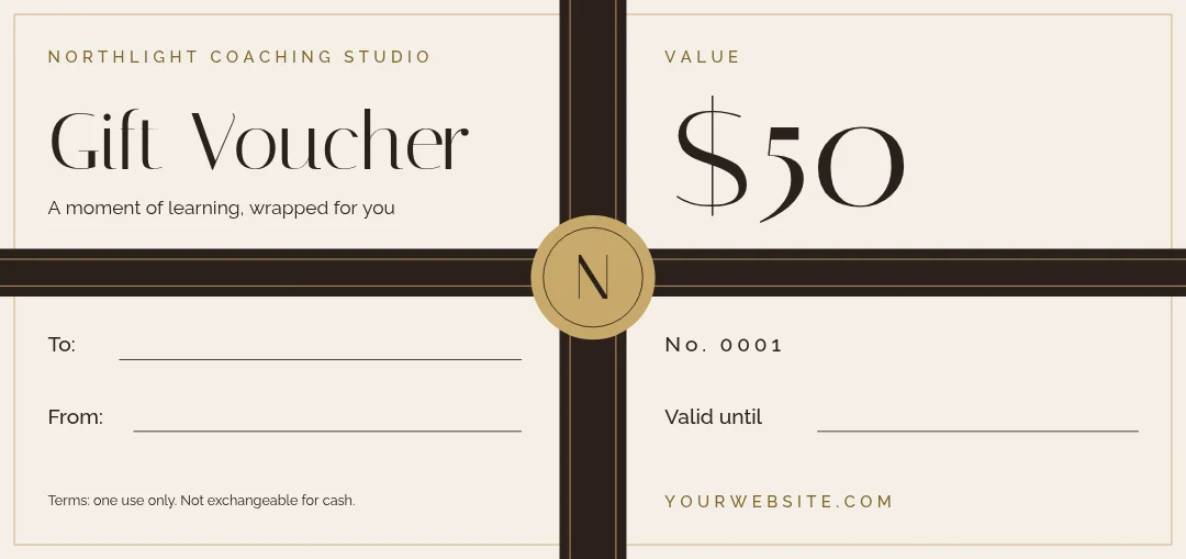 Champagne Cross Ribbon Voucher – Gift voucher template
